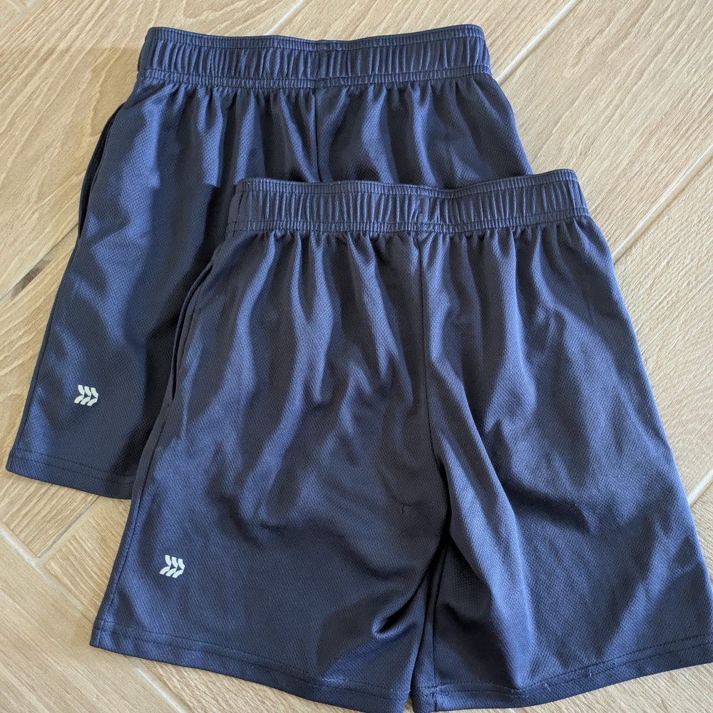 SET of 2 PAIRS - Navy Blue Kids Athletic Shorts - size 6/7